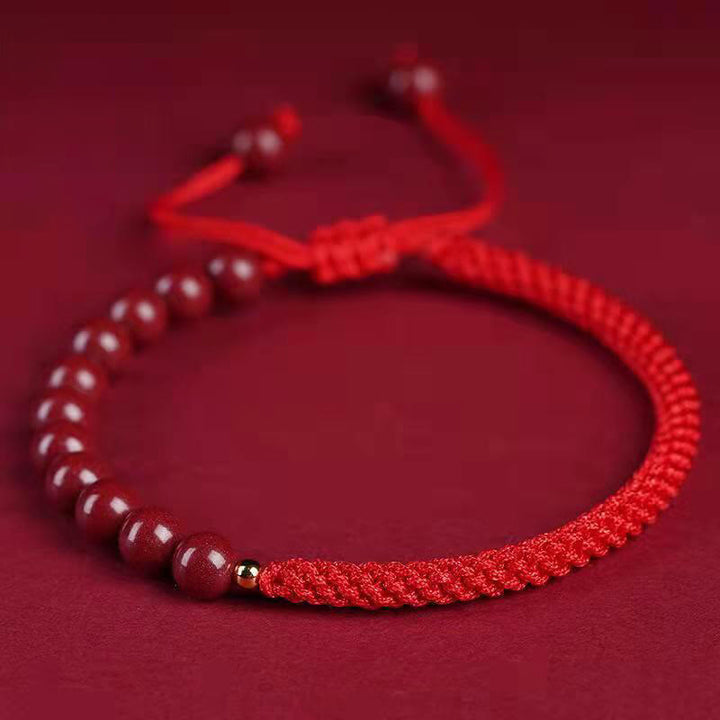 Pulsera de hilo de bendición con nudo King Kong de cinabrio natural con Buddha Stones