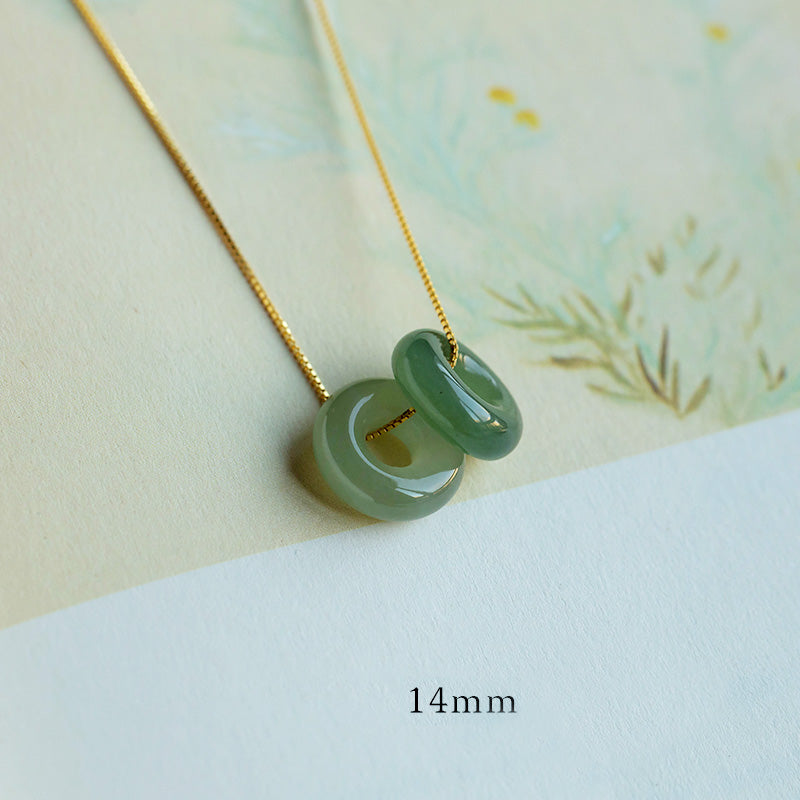 Buddha Stones Natural redondo Jade paz hebilla suerte abundancia collar colgante