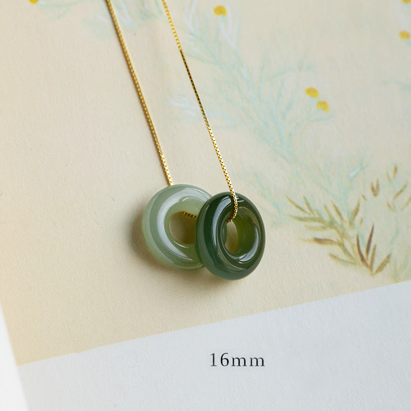 Buddha Stones Natural redondo Jade paz hebilla suerte abundancia collar colgante