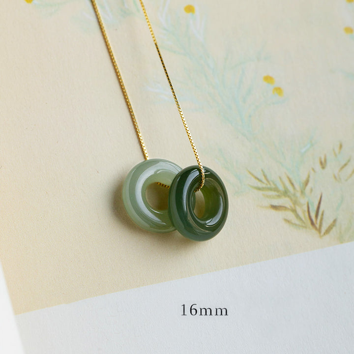 Buddha Stones Natural redondo Jade paz hebilla suerte abundancia collar colgante