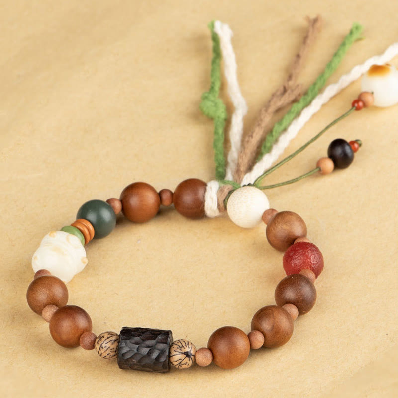 Buddha Stones, rayo, madera, semilla Bodhi, garra de gato, protección auspiciosa, pulsera con borlas - image 7