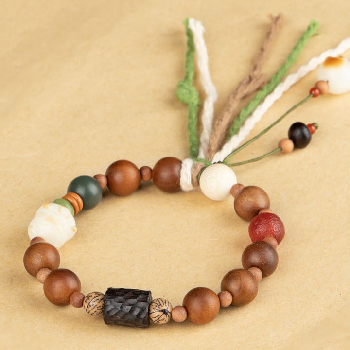 Buddha Stones, rayo, madera, semilla Bodhi, garra de gato, protección auspiciosa, pulsera con borlas - image 7