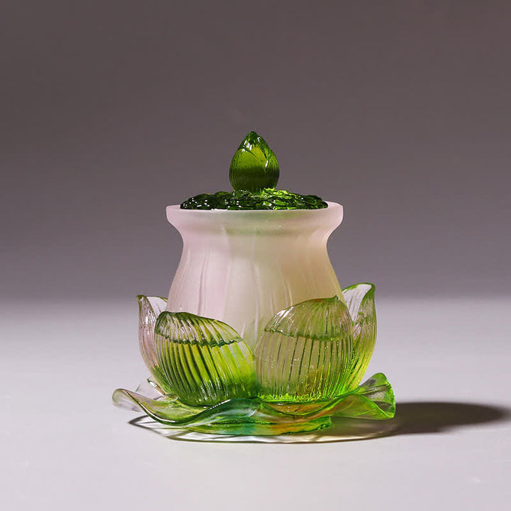 Pieza de arte de cristal Liuli hecha a mano de loto Feng Shui, decoración para el hogar y la Oficina