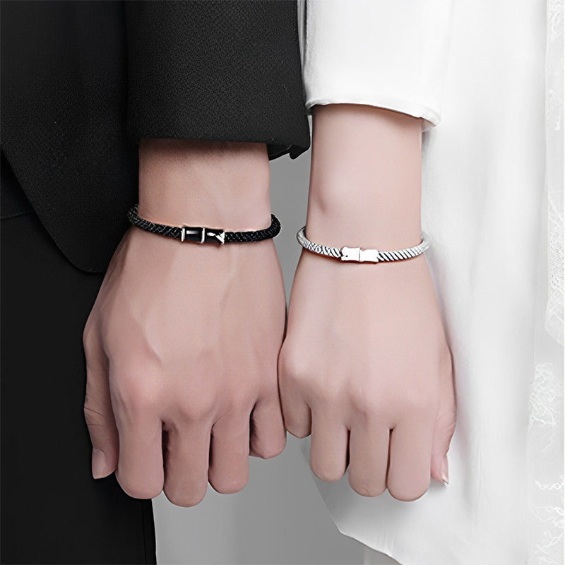 Pulsera de cuerda de pareja curativa con patrón de bambú de Buddha Stones