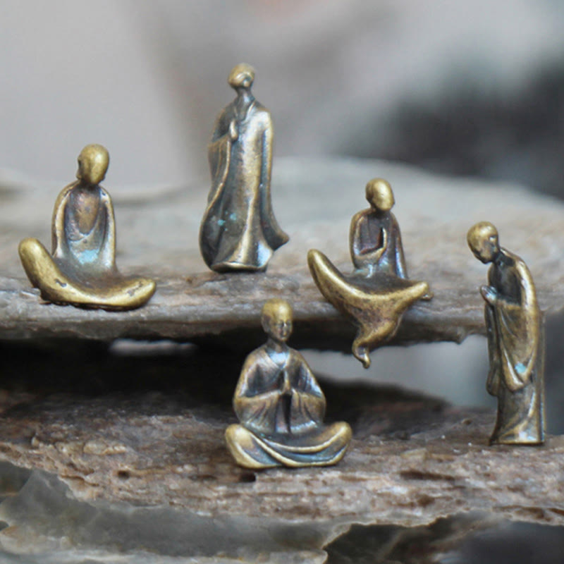 Buddha Stones Mini meditación Buda Metal monje serenidad decoración del hogar