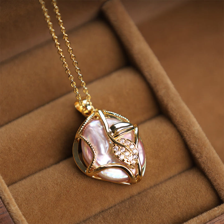 Collar con colgante de sinceridad de flores de perlas barrocas naturales de cobre chapado en oro de 18 Buddha Stones