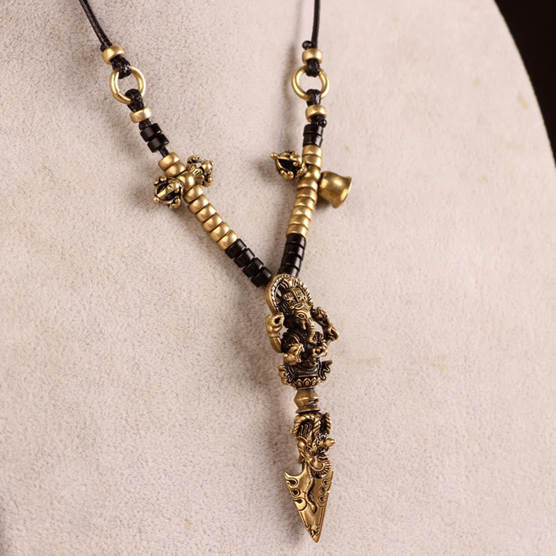 Colgante tibetano Ganesh Ganpati elefante dios de la riqueza Dorje Vajra poder espiritual - Dorje/Vajra y Ganesh - image 1