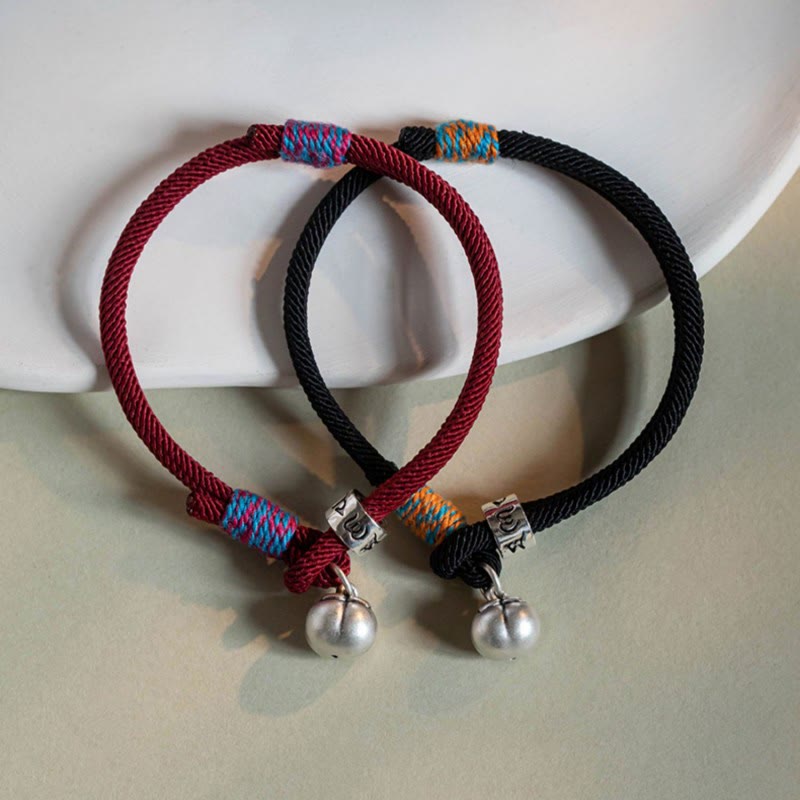 Pulsera trenzada de plata de ley 925 con Buddha Stones, Om Mani Padme Hum tibetano hecho a mano, amuleto de caqui, protección de la suerte