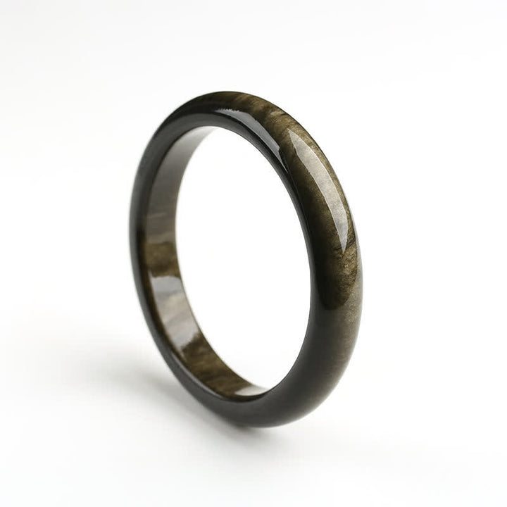 Brazalete de protección de obsidiana con brillo dorado y Buddha Stones