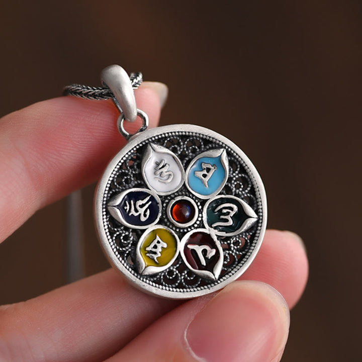 Collar con colgante de pureza de Om Mani Padme Hum tibetano con Buddha Stones - image 4