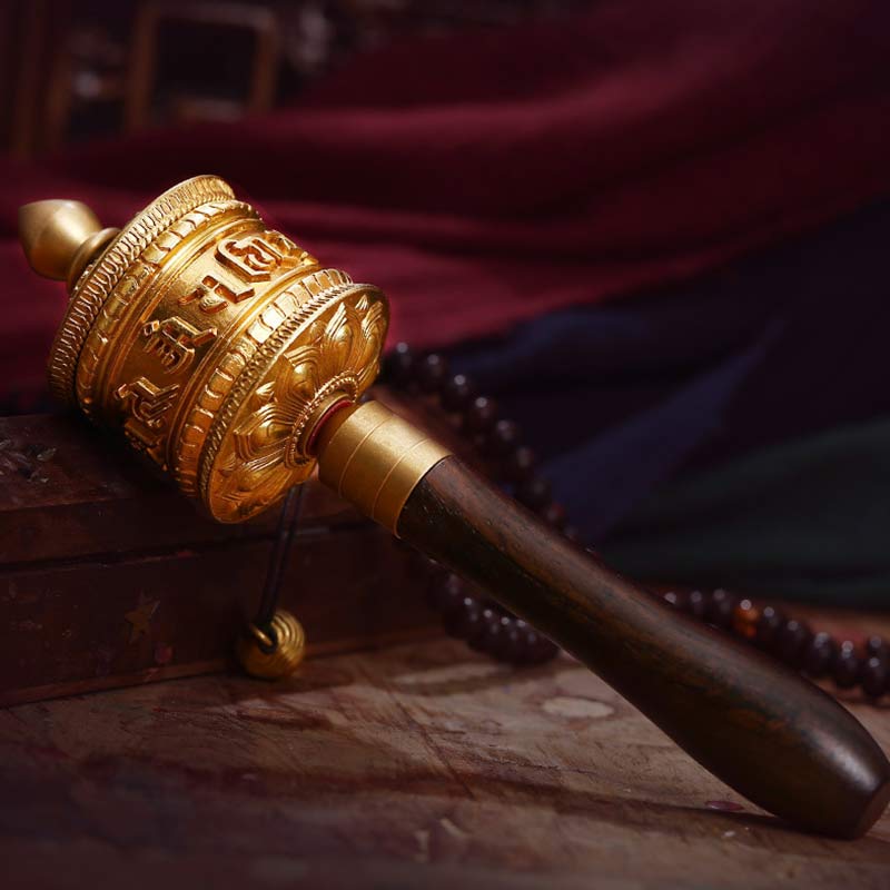 Rueda de oración tibetana, seis palabras verdaderas, decoración de meditación de cobre