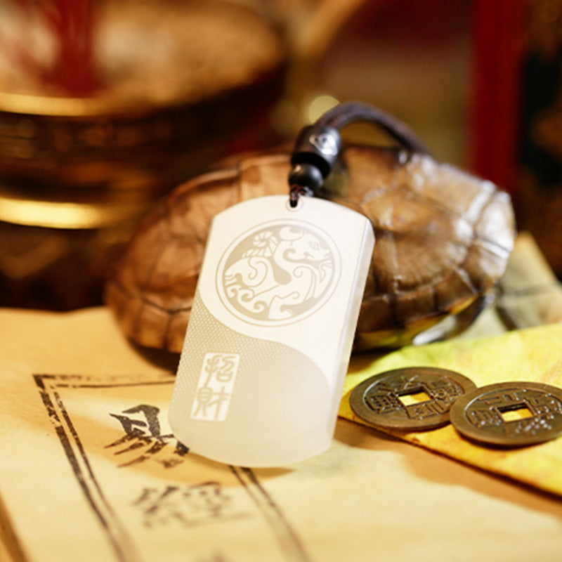 Colgante de collar de protección de la suerte de Jade blanco PiXiu Yin Yang - image 5