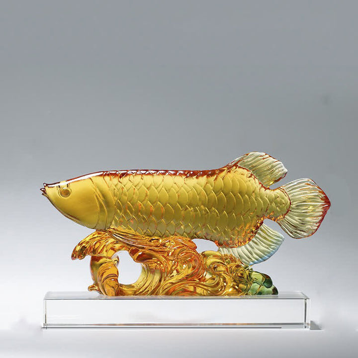 Pieza de arte hecha a mano de Liuli Crystal Koi Fish, decoración para el hogar y la Oficina