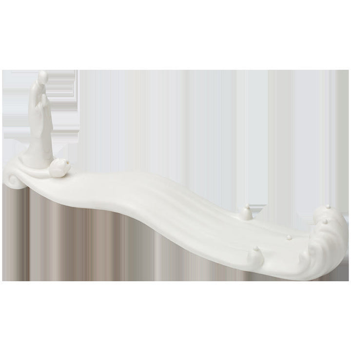 Quemador de incienso de cerámica con bendición de montaña, ola de mar, monje Buda, decoración