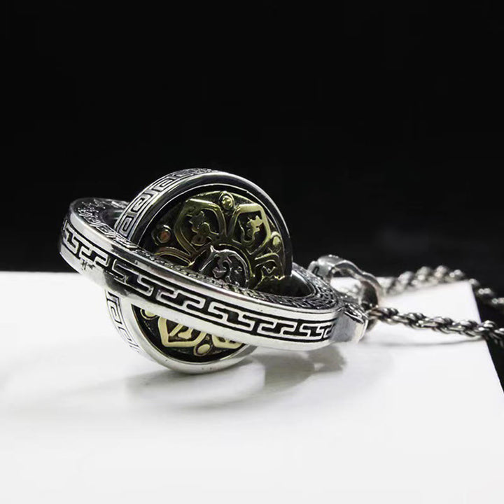 Colgante de collar de paz de pureza giratoria con Buddha Stones tibetanas Om Mani Padme Hum doble Dorje Vajra - image 3