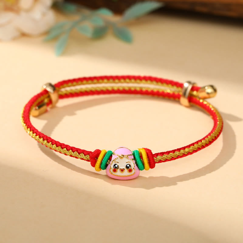 Pulsera hecha a mano para niños y adultos con diseño de Zongzi de cuerda colorida con Buddha Stones