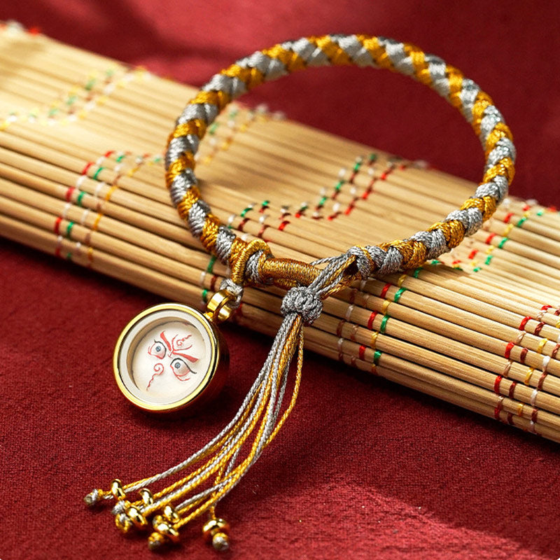 Pulsera trenzada de la suerte con cuerda a escala de dragón, cinco dioses tibetanos hechos a mano con Buddha Stones