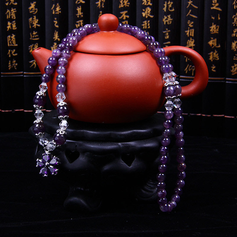 Pulsera de bendición de amatista tibetana con Buddha Stones