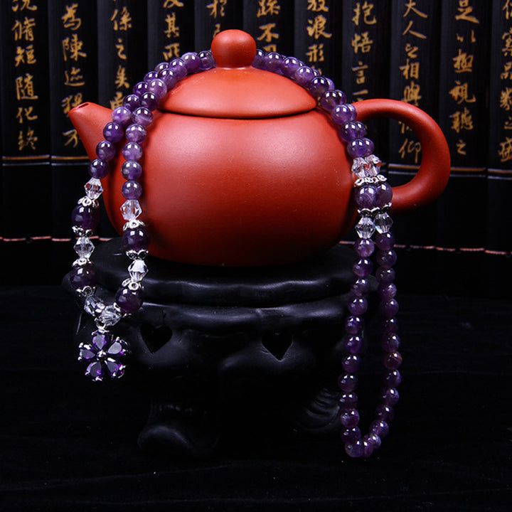 Pulsera de bendición de amatista tibetana con Buddha Stones