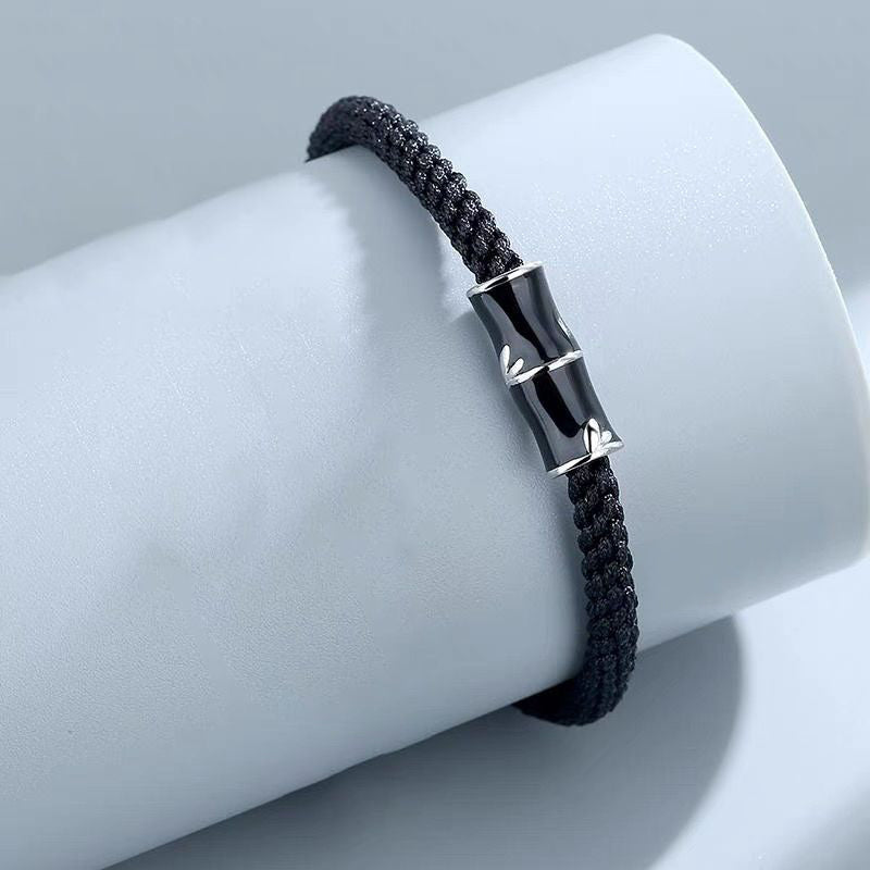 Pulsera de cuerda de pareja curativa con patrón de bambú de Buddha Stones