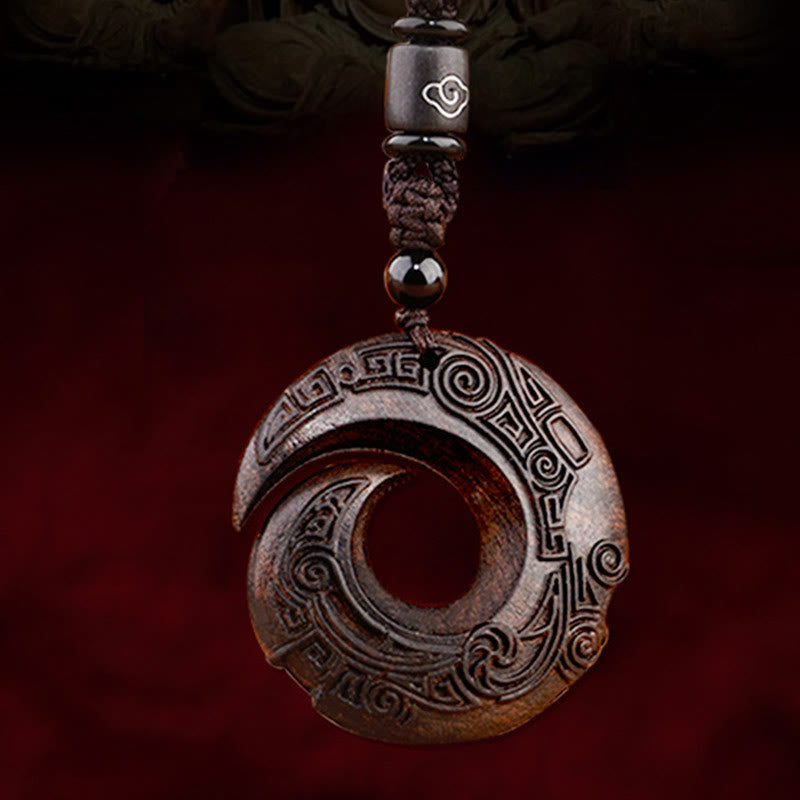 Buddha Stones, hoja pequeña, sándalo rojo, madera de ébano, la suerte mejora el diseño, colgante de collar de protección