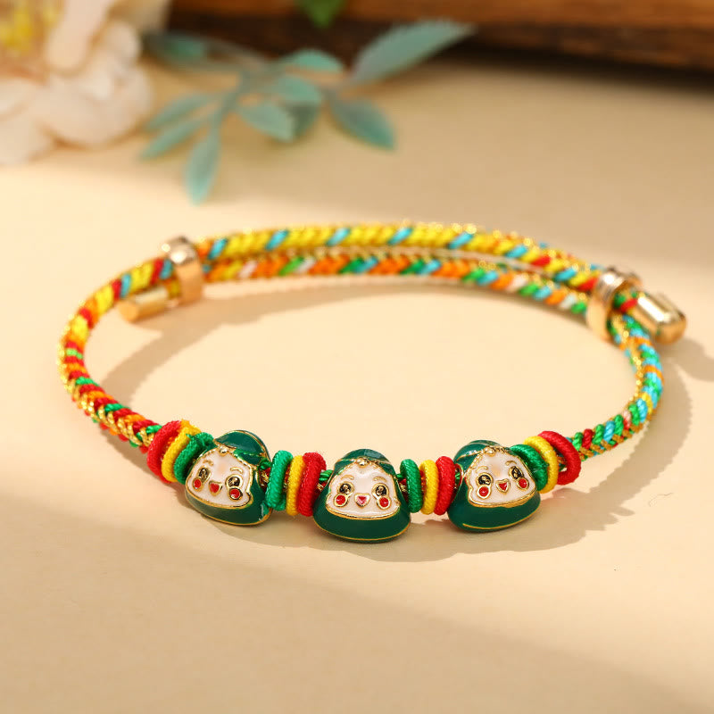 Pulsera hecha a mano para niños y adultos con diseño de Zongzi de cuerda colorida con Buddha Stones