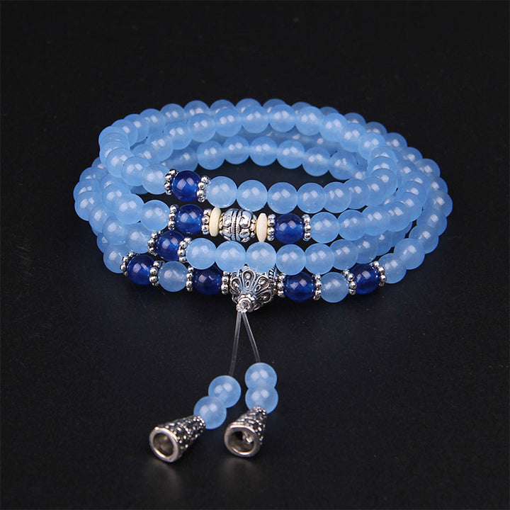 Pulsera curativa de cristal azul de 108 cuentas Mala
