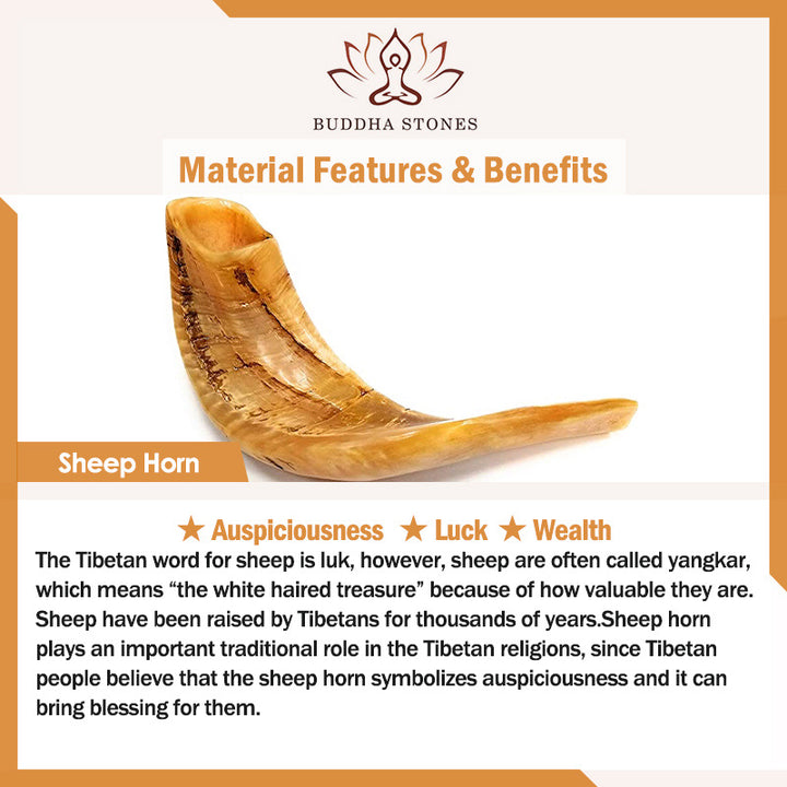 Pulsera auspiciosa hecha a mano con Buddha Stones , cuerno de oveja tibetano, Om Mani Padme Hum