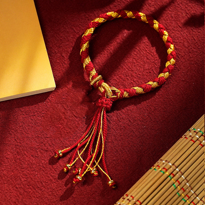 Pulsera trenzada de la suerte con cuerda a escala de dragón, cinco dioses tibetanos hechos a mano con Buddha Stones