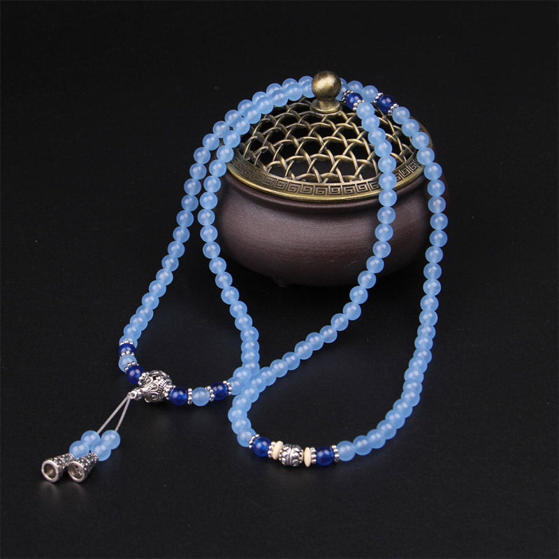 Pulsera curativa de cristal azul de 108 cuentas Mala