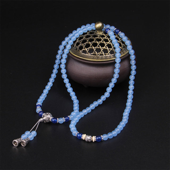 Pulsera curativa de cristal azul de 108 cuentas Mala