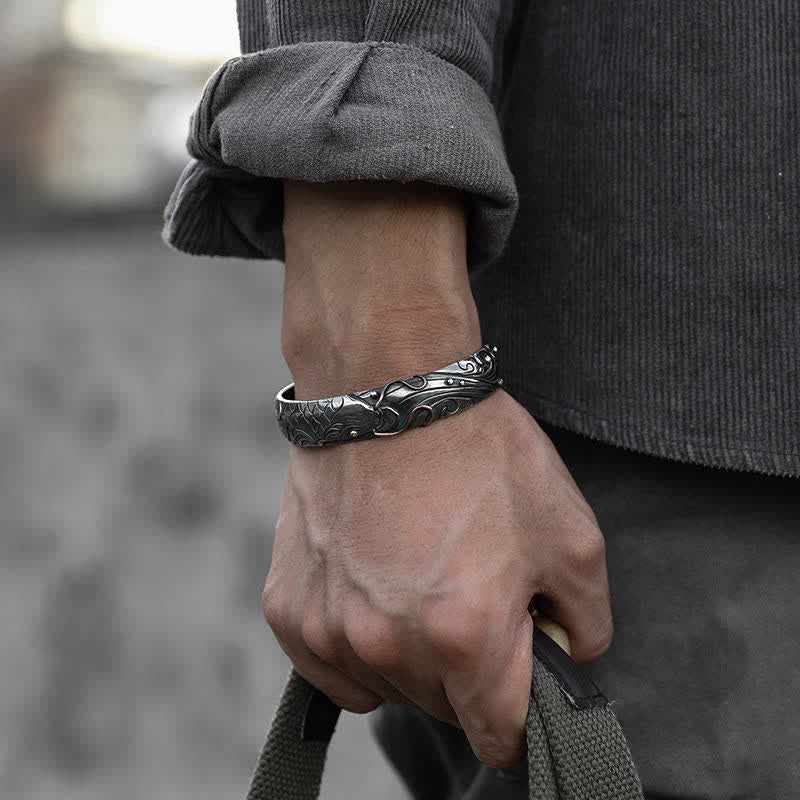 Brazalete de plata de ley 999, oro 990, pez Koi, suerte, riqueza, éxito