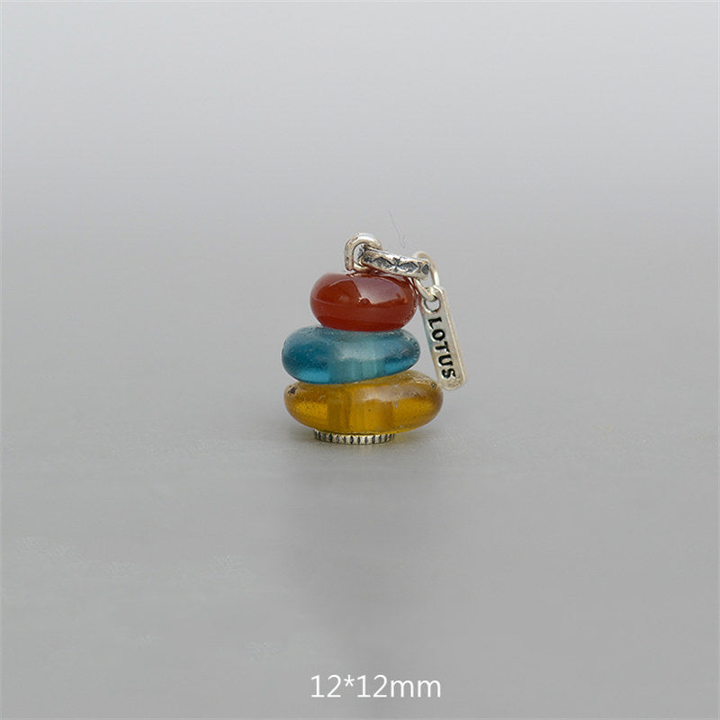 Collar con Buddha Stones Zen Cairn Labradorita con varios cristales - Colgante de cuentas de vidrio de ágata roja, azul agua y ámbar de 12 x 12 mm - image 15