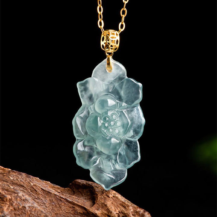 Collar con colgante de prosperidad con Buddha Stones, cadena de plata de ley 925, hebilla de oro de 18 quilates y diseño de loto de jade natural. - image 6