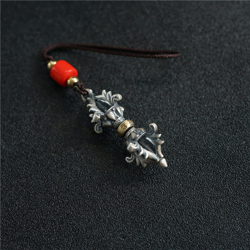 Buddha Stones de Plata de Ley 925 Om Mani Padme Hum Dorje Vajra colgante de fuerza grabado decoración colgante