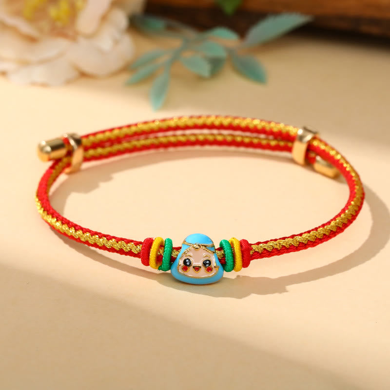 Pulsera hecha a mano para niños y adultos con diseño de Zongzi de cuerda colorida con Buddha Stones