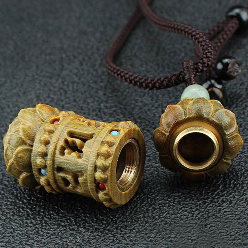 Buddha Stones Tíbet Sándalo Verde Palisandro Om Mani Padme Hum Loto Collar Calmante Positivo Colgante - image 7