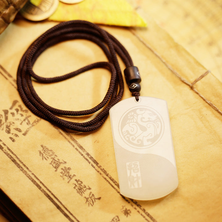 Colgante de collar de protección de la suerte de Jade blanco PiXiu Yin Yang - image 4