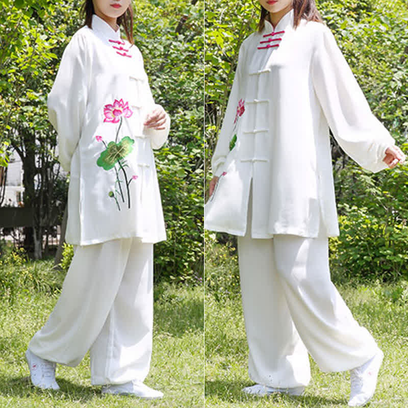 Conjunto de ropa para mujer con diseño de hojas y flores de loto y piedras de Buddha Stones para meditación, tai chi, oración y práctica espiritual zen - image 12