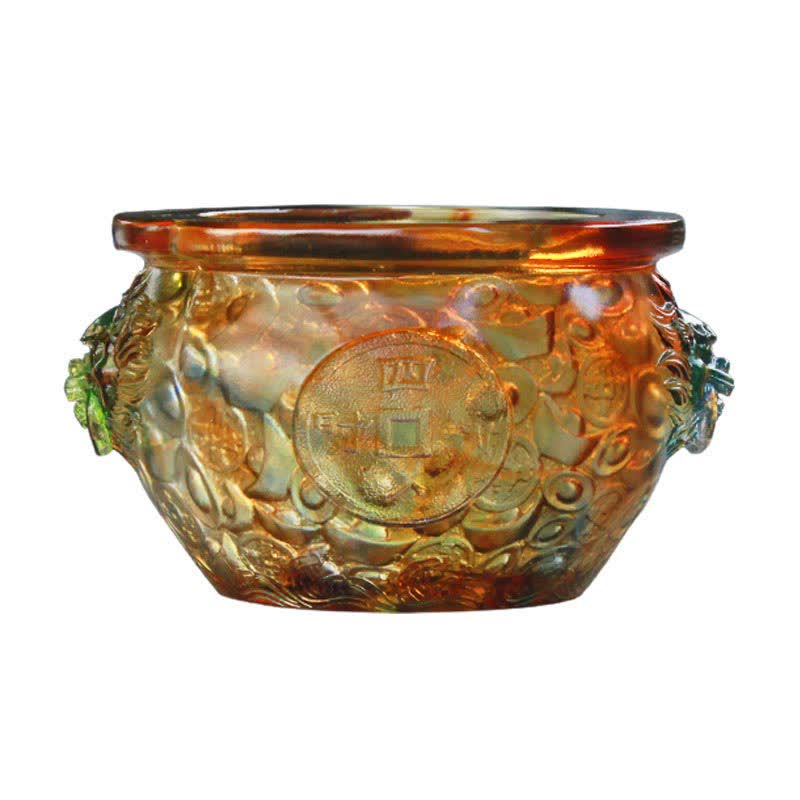 Pieza de arte hecha a mano de Liuli Crystal Treasure Bowl para decoración del hogar