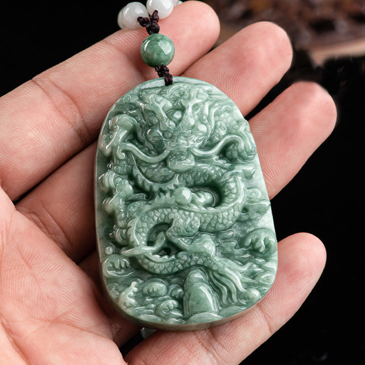 Buddha Stones Dragón del Zodíaco Chino Jade Collar de Prosperidad Colgante de Cadena de Cuentas - image 3