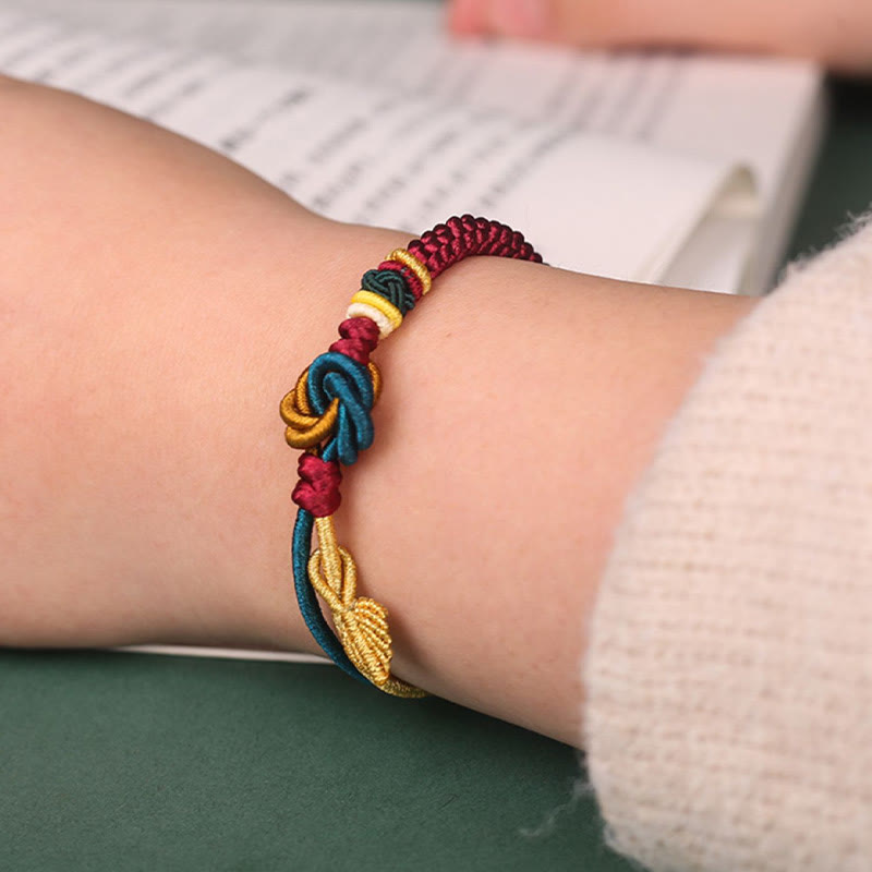 Pulsera de cuerda de la suerte con nudo de mandala hecha a mano tibetana con Buddha Stones