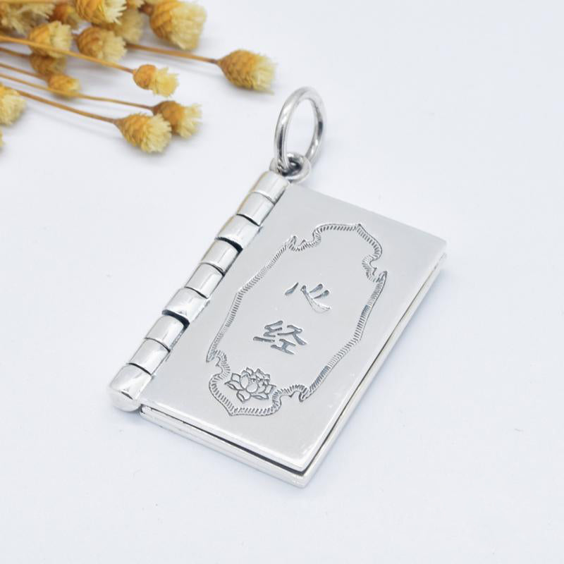 Colgante de plata de ley 990 con forma de corazón, Sutra, gran compasión, Shurangama, Mantra, loto, Vajra, paz - Sutra del corazón - image 5