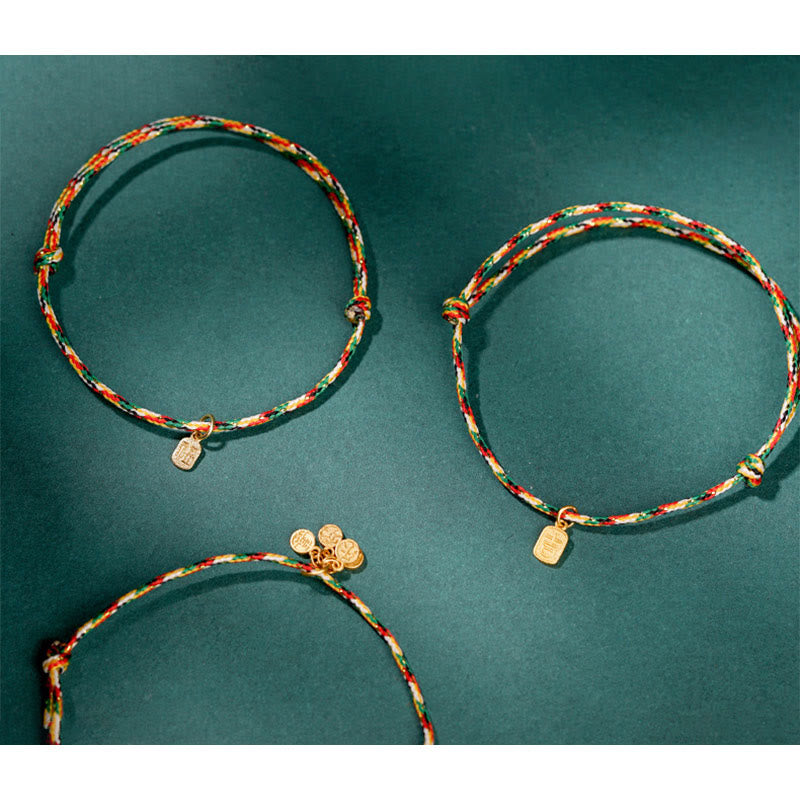 Buddha Stones auspicioso personaje Fu paz y alegría suerte pulsera multicolor hecha a mano para niños y adultos