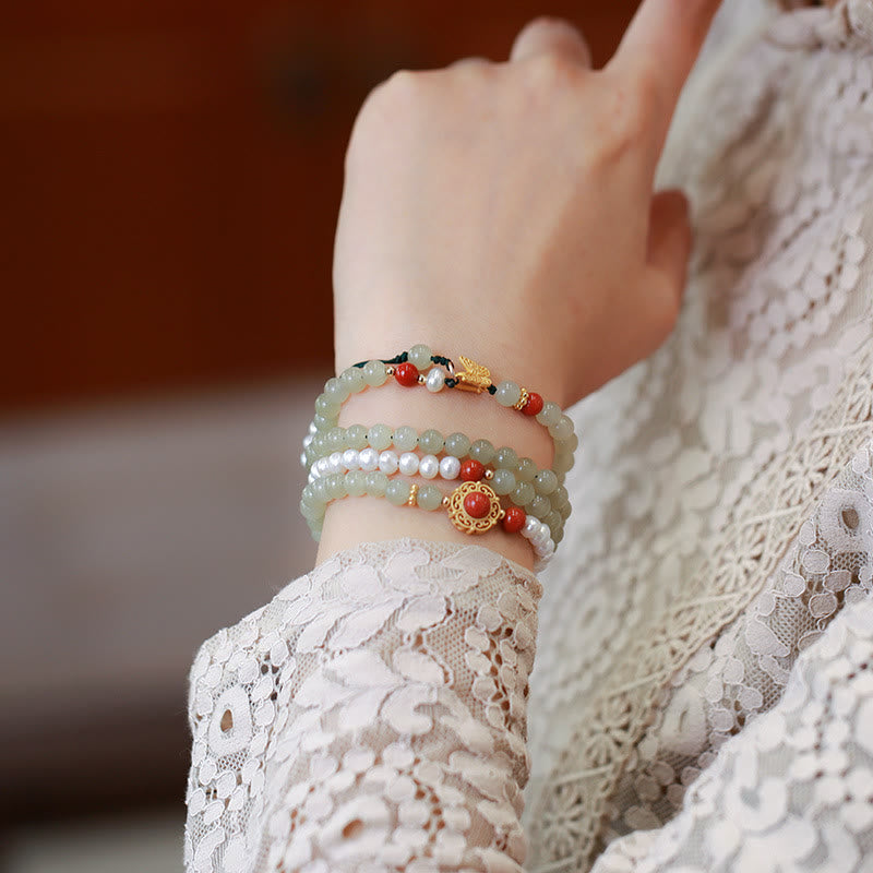 Pulsera de la suerte de la calabaza de la mariposa de la perla del jade hetiano natural del oro plateado de plata esterlina de las Buddha Stones