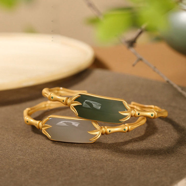 Pulsera de la suerte de jade blanco de plata de ley 925 con Buddha Stones, brazalete ajustable