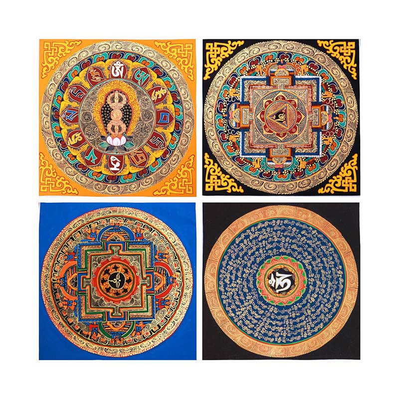 Caja ciega tibetana hecha a mano Thangka pintura bendición Thangka patrón de Color aleatorio