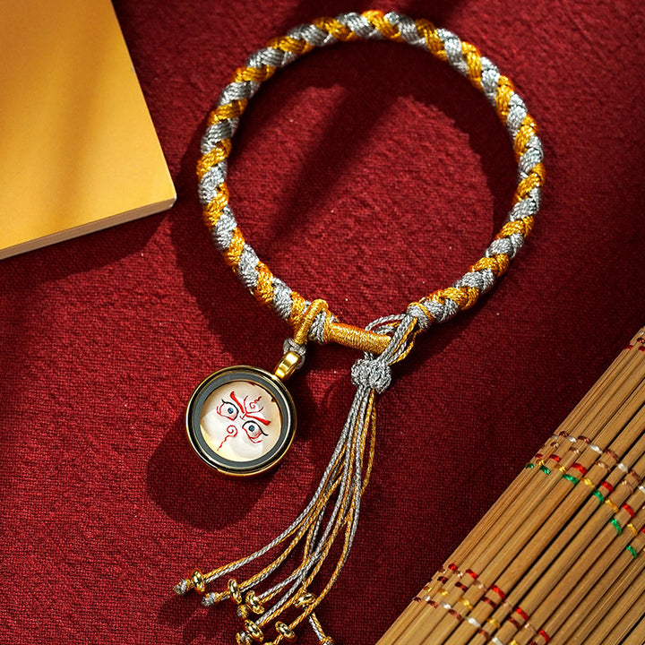 Pulsera trenzada de la suerte con cuerda a escala de dragón, cinco dioses tibetanos hechos a mano con Buddha Stones