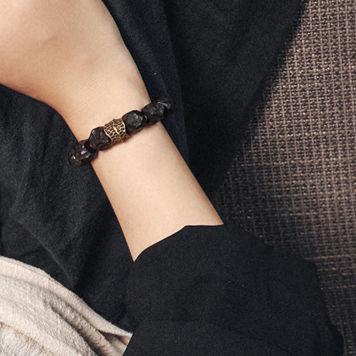 Pulsera de pareja de equilibrio de paz de cobre y madera de ébano