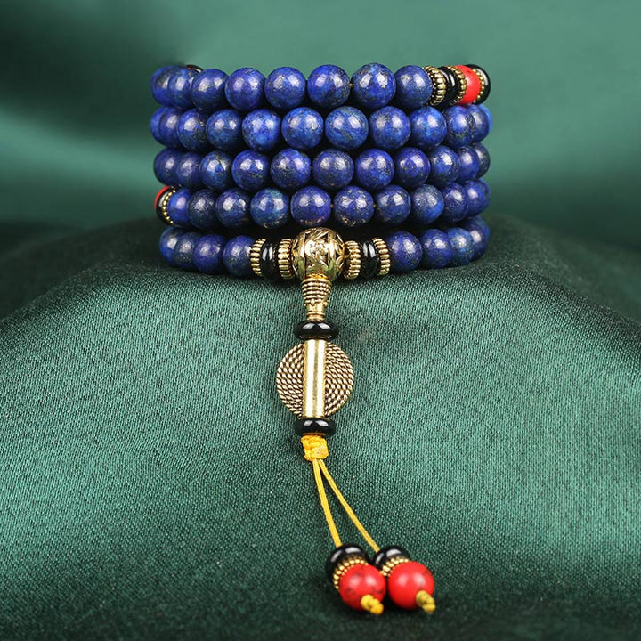 Pulsera Positiva de Lapislázuli Mala Tibetano con Buddha Stones